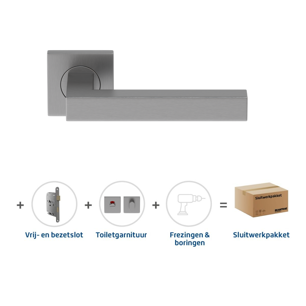 Sluitwerkpakketten met Deurkruk Squared 20 Regular RVS